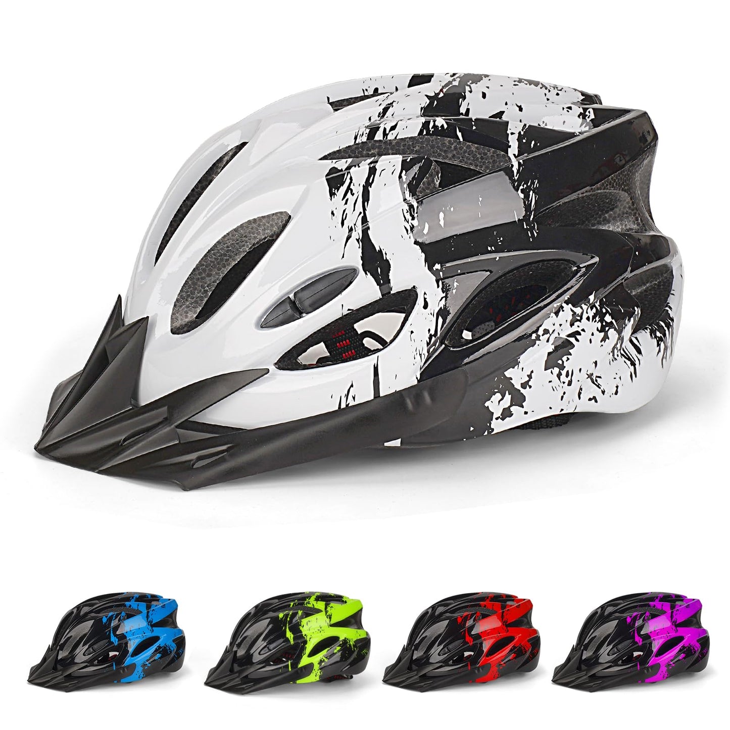 Kids bike helmet, Adjustable helmet for boys and girls aged 3-15, Multi-sport helmet (50-59cm), Safety helmet for biking, scooting, skating (White, S: 50-55cm)