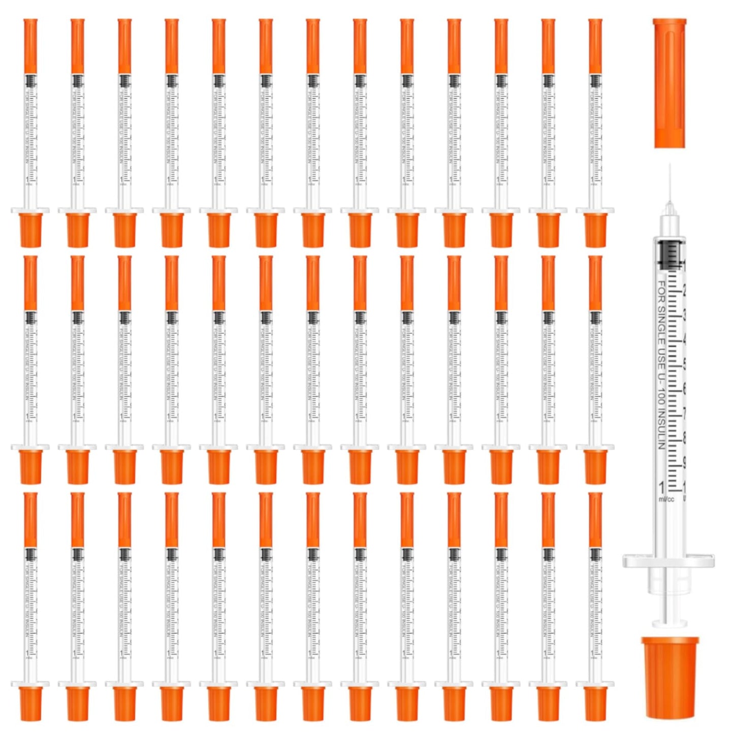 40 piece 1ml plastic tube syringes, multipurpose measuring tools, liquid measuring syringe with graduations, individually packed, for printing ink, liquid separation, dosage, pet.