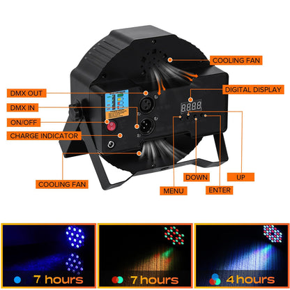 ZonQoonz 8PCS Rechargeable LED Par Light, RGB 36 LED Spotlight Battery DMX Stage Light with Remote Control 7 Lighting Modes for DJ Disco Party Light Stage Light