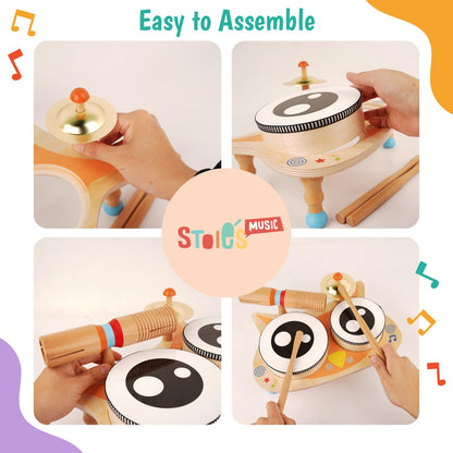 Stoie's Baby Drum Set for kids aged 1-6 years old - Montessori musical instruments