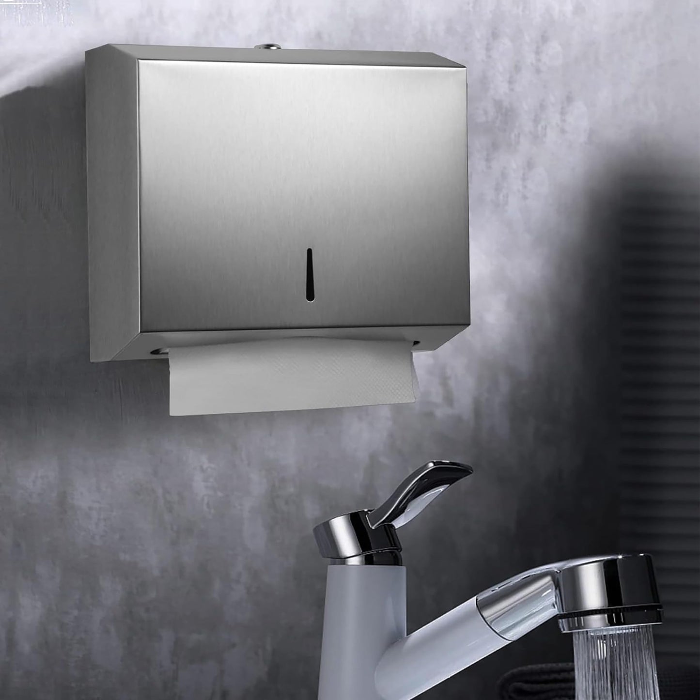 NiceMe paper towel dispenser, stainless steel towel dispenser lockable, wall-mounted tissue dispenser, suitable for Z-fold paper towels, accommodates 250-400 sheets.