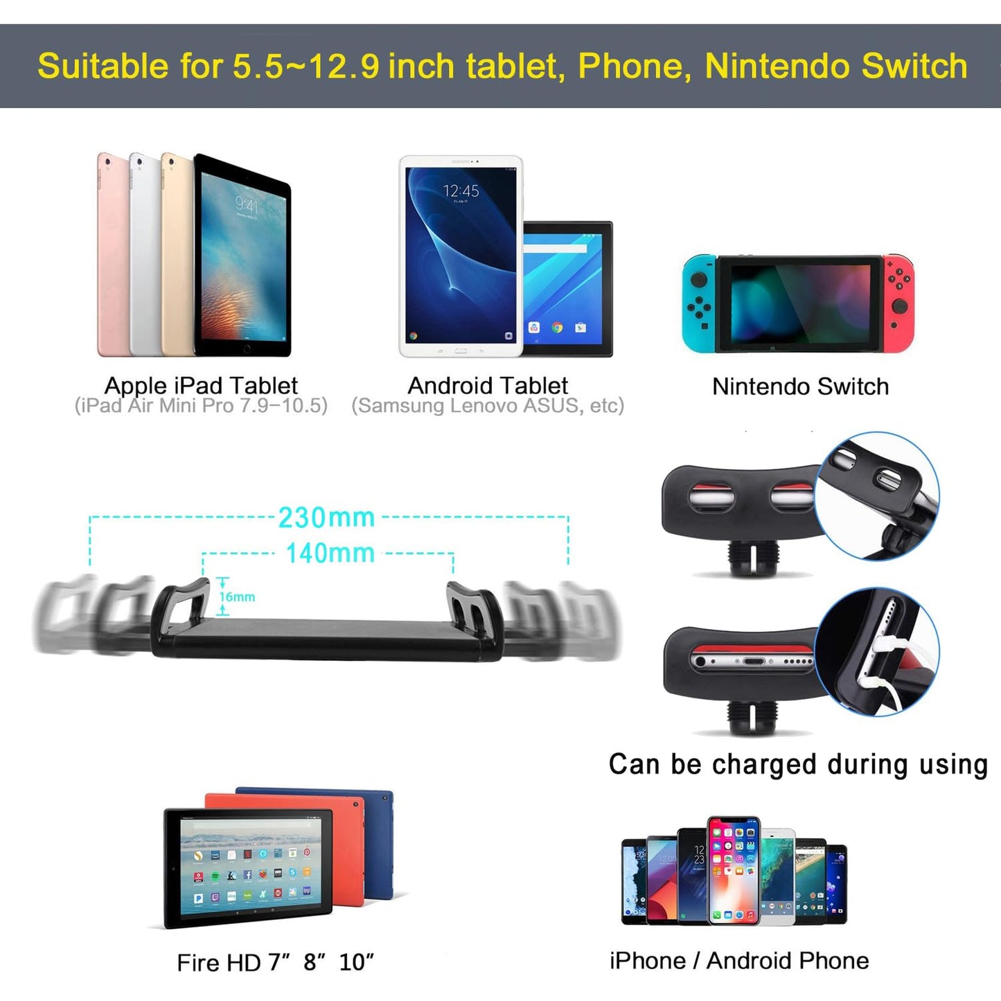 Tablet floor stand, tablet holder with heavy-duty base 【3rd Upgrade】, 360-degree rotatable with stable metal arm for iPads, tablets, phones, or other devices with 4.7 to 13-inch screens.