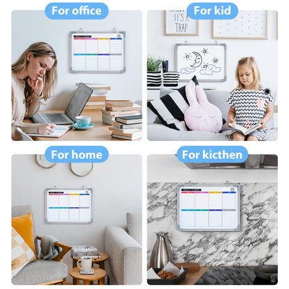 Whiteboard Weekly Planner Magnetic, Small 40x30cm Magnetic Whiteboard Calendar, Wall Hanging Double-sided Board for Planning, To Do List, Drawing, School, Home, Office