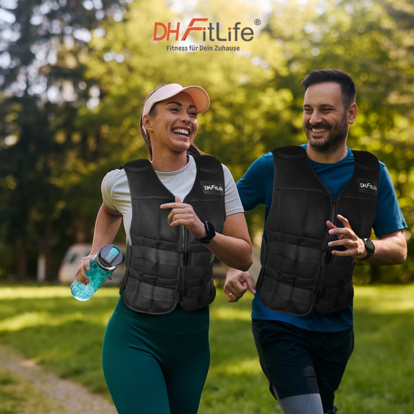 DH FitLife Adjustable Weighted Vest 10/20/30KG for muscle building and strength training | Weighted Vest | Running Vest for Women Men | Fitness Training Vest (Black-30kg)