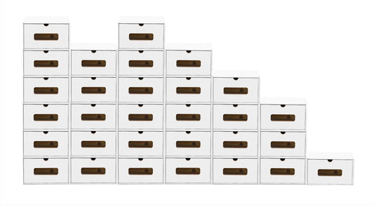 BigDean 30x Shoe Storage WHITE with window Storage Box Stackable Storage Box Shoe Box Shoe Box All-purpose box Drawer cardboard made of kraft paper