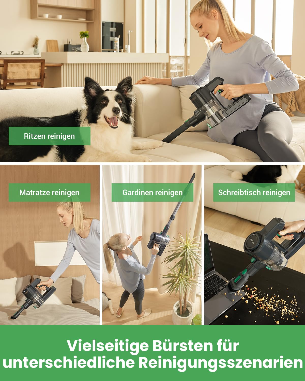 Vactidy V9 Cordless Vacuum Cleaner, 30KPa Cordless Vacuum with up to 45min runtime, cordless vacuum with LED light, lightweight battery vacuum, vacuum cleaner for pet hair on hard floors/carpet.