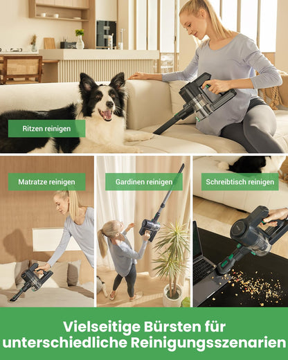 Vactidy V9 Cordless Vacuum Cleaner, 30KPa Cordless Vacuum with up to 45min runtime, cordless vacuum with LED light, lightweight battery vacuum, vacuum cleaner for pet hair on hard floors/carpet.