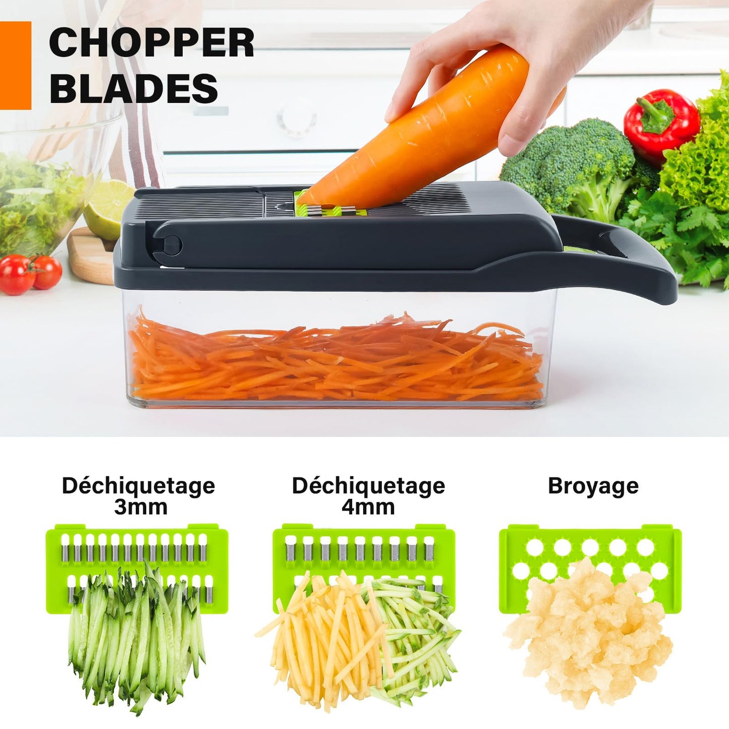 16 In 1 Vegetable Chopper, Mandoline Slicer, Vegetable Cutter, with 7 Interchangeable Blades, Dicer for Slicing Fruits, Vegetables, Carrots, Potatoes.