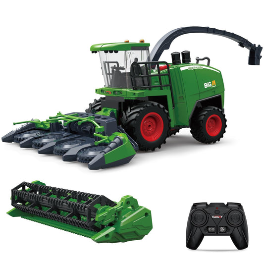 Fisca Remote Control Combine Harvester, RC Farm Harvester Tractor, 2.4GHz Harvest Tractor Farm Vehicle Toy with Light and Spray for Kids