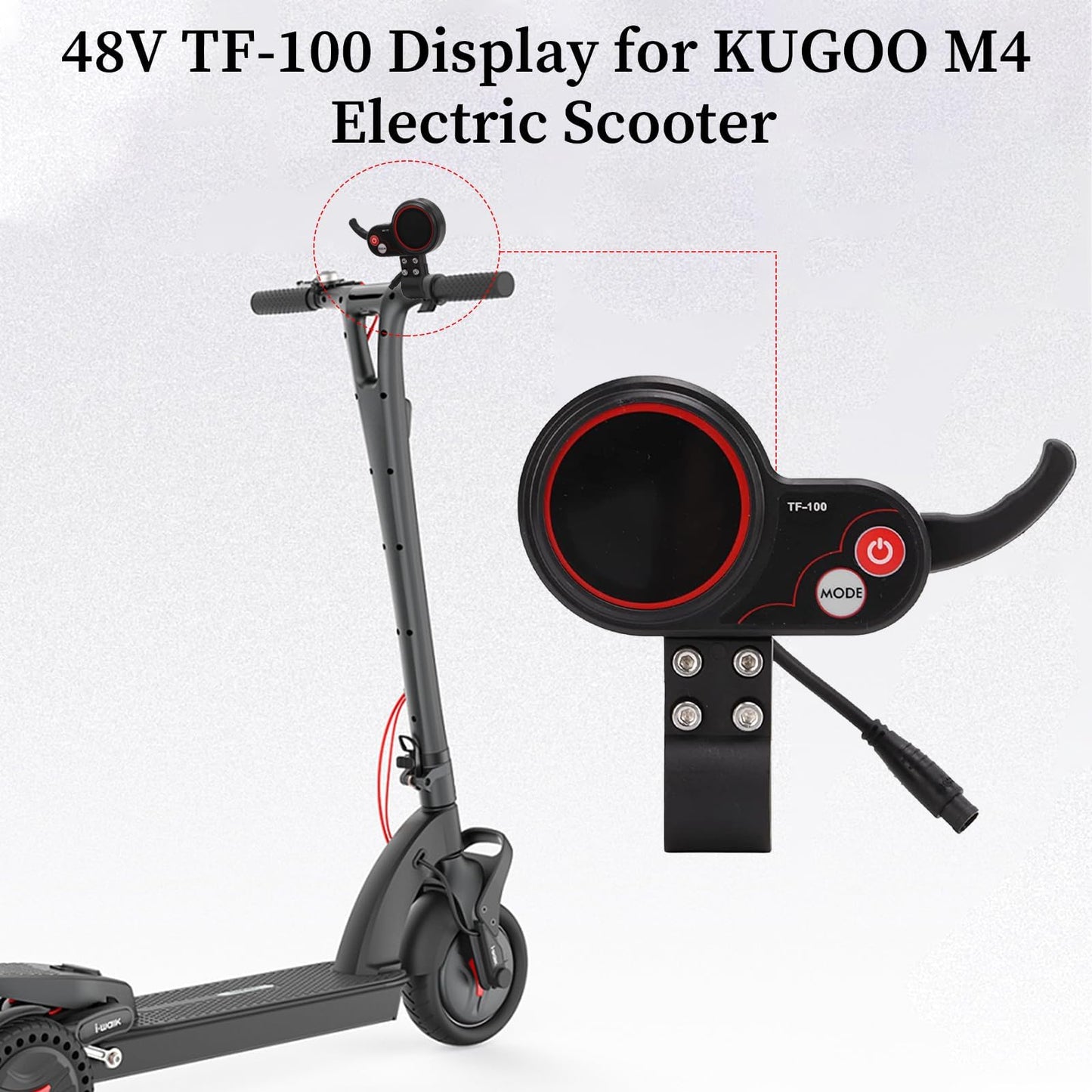 GAESHOW Scooter Display Panel, Electric Scooter LCD Display, 48V TF-100 Display 6 Pin Communication Instrument, Accelerator Cycling Electric Scooter for M4 Electric Scooter Controller (A)