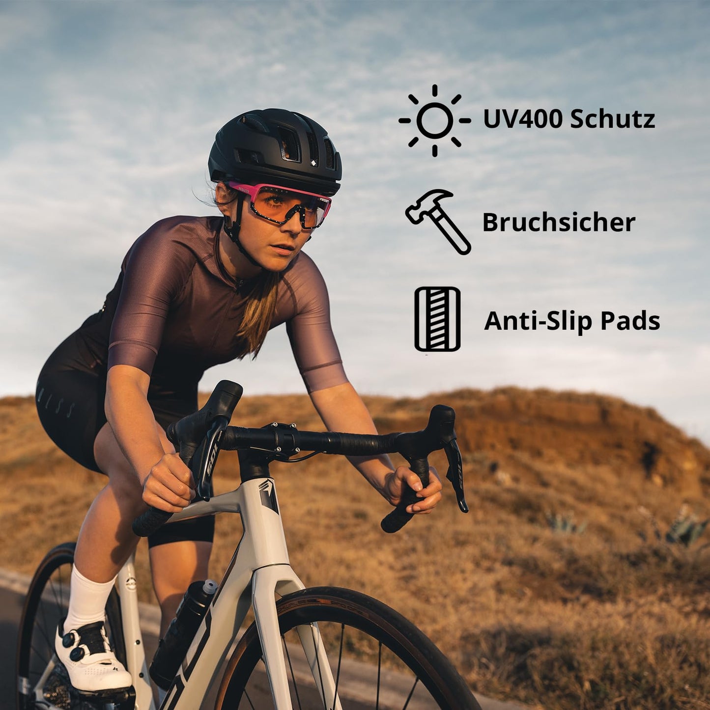 NAKED Optics VOLT sports sunglasses for men and women. UV400 protection, quick lenses, for cycling, running, and racing. Interchangeable lenses included. Color: White (Red lens).