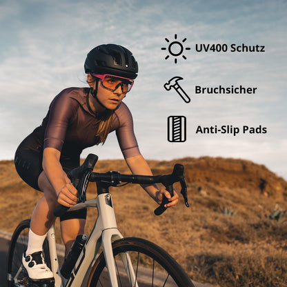 NAKED Optics VOLT sports sunglasses for men and women. UV400 protection, quick lenses, for cycling, running, and racing. Interchangeable lenses included. Color: White (Red lens).