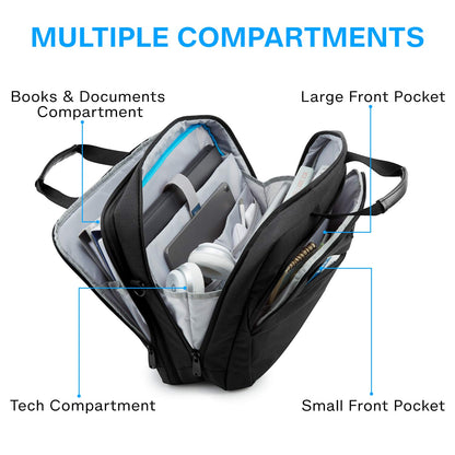 Bagsmart 17.3-inch laptop bag, expandable briefcase, computer bag for men and women, laptop shoulder bag, work bag, business trips, office, lockable (Black-17.3 inches)