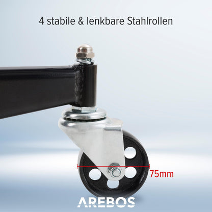 Arebos hydraulic gear lifter | 500 kg engine lifter | working height 105-185 cm | 4 swivel casters incl. foot pedal | continuously adjustable | hydraulic | red/black