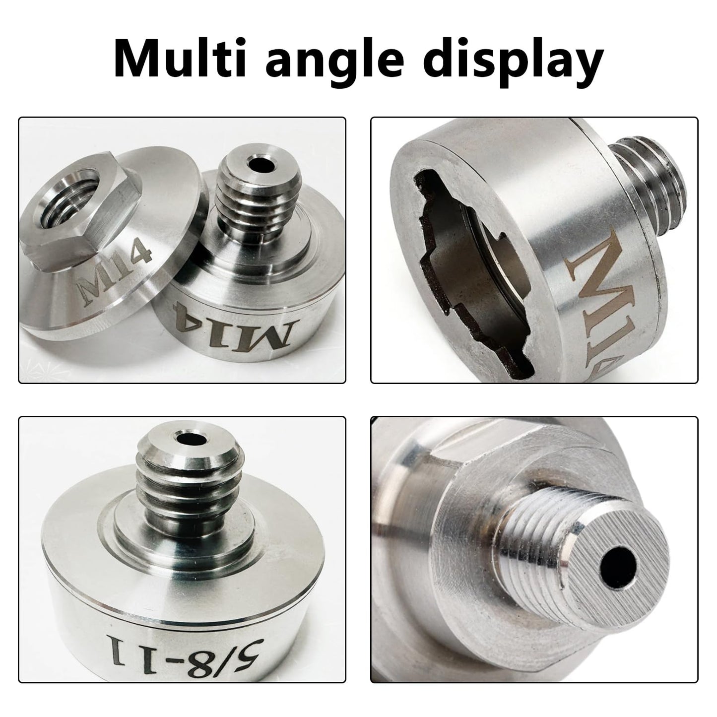 Angle grinder accessory, M14 X-LOCK adapter with M14 locking nut for attaching to M14 thread. Suitable for angle grinder cutting blade diamond bit stainless steel adapter + M14 flange locking nut.