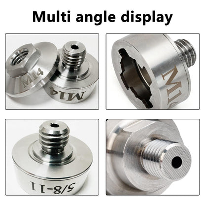 Angle grinder accessory, M14 X-LOCK adapter with M14 locking nut for attaching to M14 thread. Suitable for angle grinder cutting blade diamond bit stainless steel adapter + M14 flange locking nut.