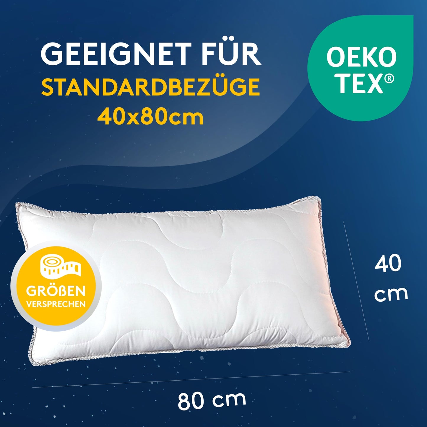 LILENO HOME pillow 40x80 [set of 2] - pillows 40x80 for a restful sleep - bed pillow 40x80 washable up to 95°C and with antibacterial treatment - allergy-friendly pillow as Pillow 40x80