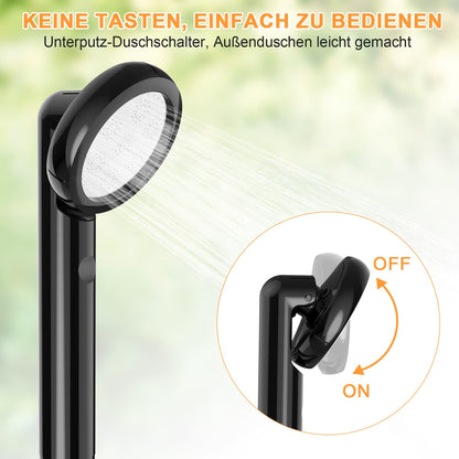 Forever Speed portable camping shower with 4000mAh battery, pump, temperature display and electricity display. Outdoor camping shower set with 2M hose for garden, car washing, beach, travel.