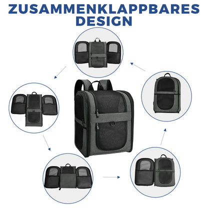 Apollo Walker Dog Backpack and Cat Backpack for Small Pets (2-15kg capacity) - Padded back support dog carrier Breathable mesh pet backpack for hiking, traveling, outdoor activities Grey