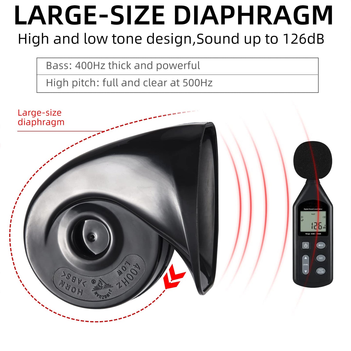 Burp Horn Car Horn Loud Horn Signal Horn for 12v Cars Trucks RVs Motorcycles Boats E-Bikes, 2 Pieces