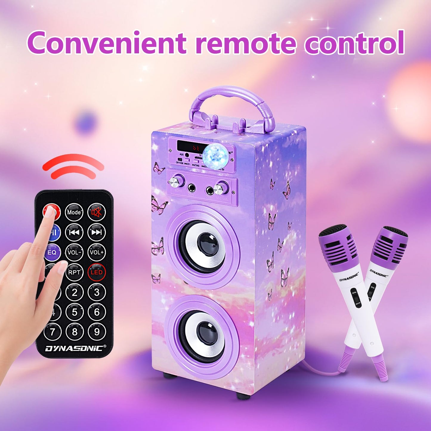 DYNASONIC 3rd Gen - Karaoke Microphone Toy, perfect for unique gifts for kids, girls, toys, karaoke microphone kids toy (025-18 Lights)