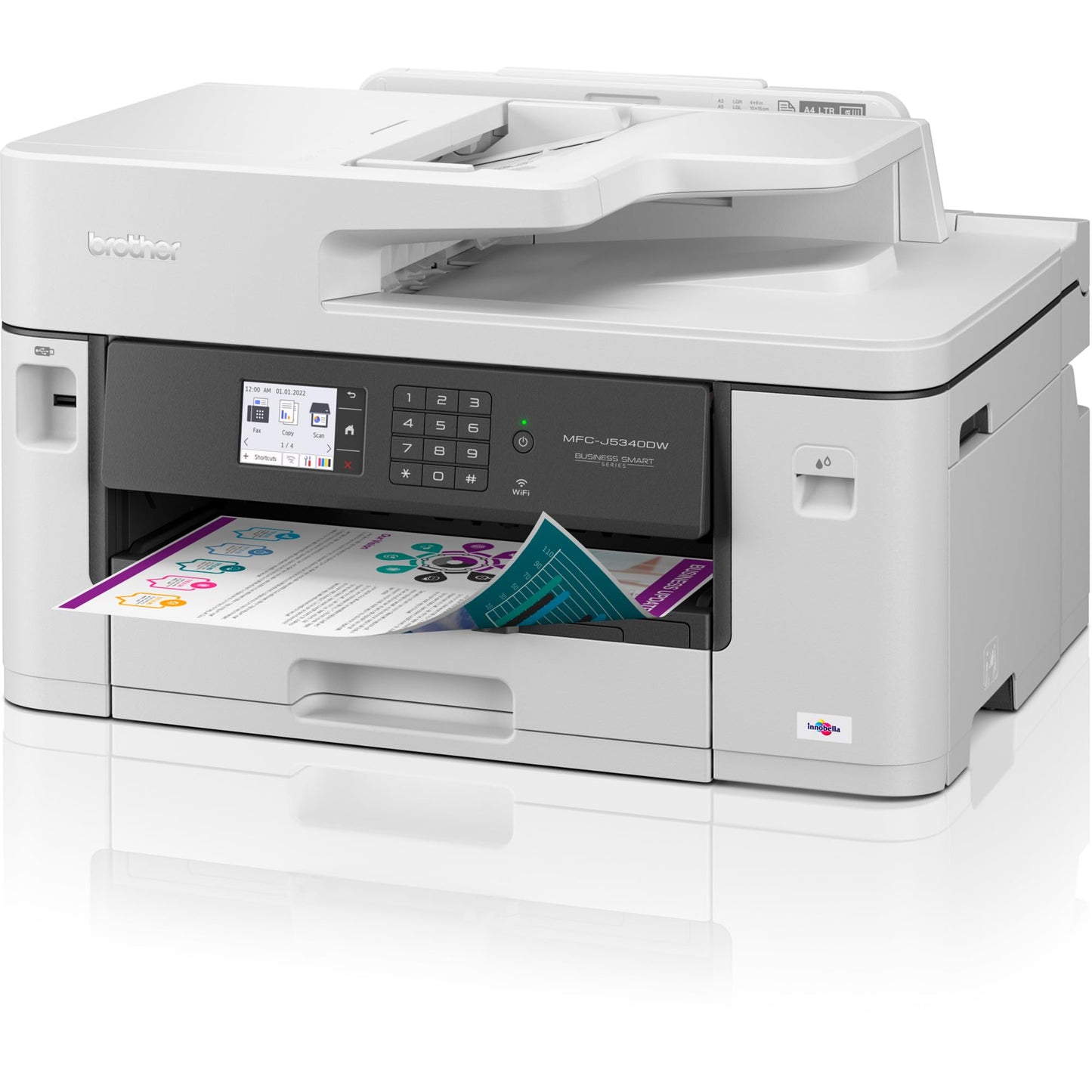 Brother MFC-J5340DWE EcoPro 4-in-1 Color Inkjet Multifunction Printer (250-sheet paper tray, printer, scanner, copier, fax), light gray