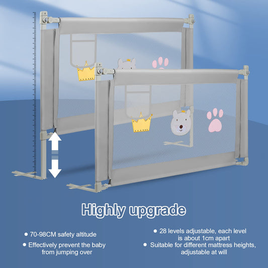 Ikodom bed rail 2X 200cm and 1x 180cm, adjustable height from 70-98cm, bed guardrail, safety rail for kids, easy to assemble baby bed rail.
