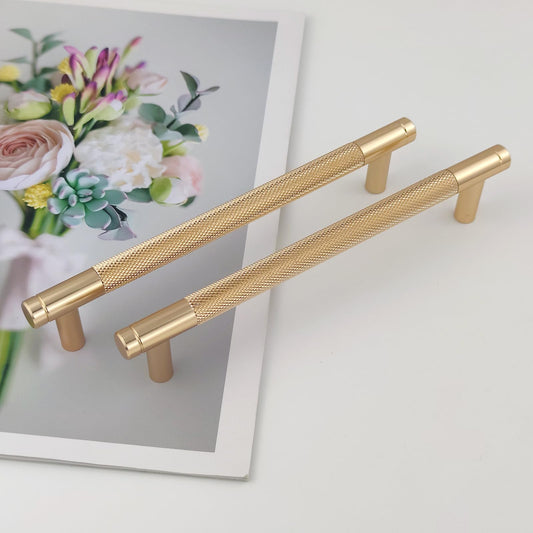 Pexintek 6-Pack Cabinet Handles Gold Modern Furniture Pulls 160mm Hole Spacing Kitchen Drawer Pulls Vintage Handles for Kitchen Cabinets Dresser (Gold)