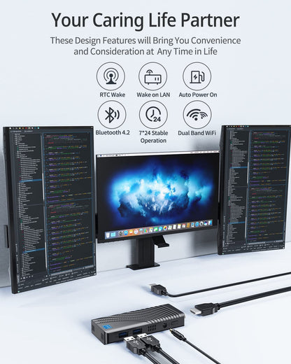 NiPoGi Mini PC Stick, Celeron N4000 Compute Stick Windows 10 Pro, 8GB DDR4 128GB eMMC Stick PC Support 4K HDMI, Bluetooth, WiFi, Portable Mini Computer for Business, Home Office, Travel