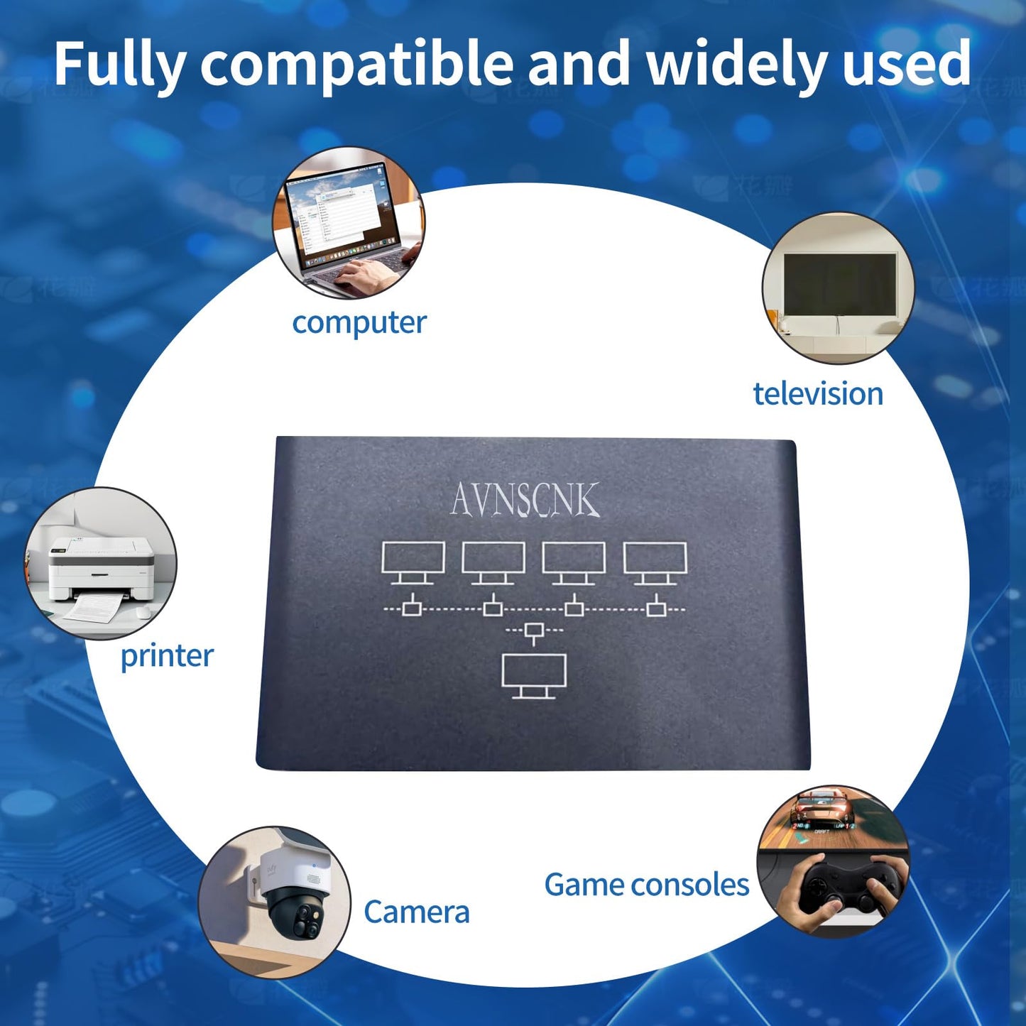Network Switch 1 to 4, AVNSCNK 1000 Mbps LAN Switch 4 Port Gigabit LAN Distributor, Ethernet Switch with USB C power cord for computer, switch, router, set-top box, ADSL, digital TV.