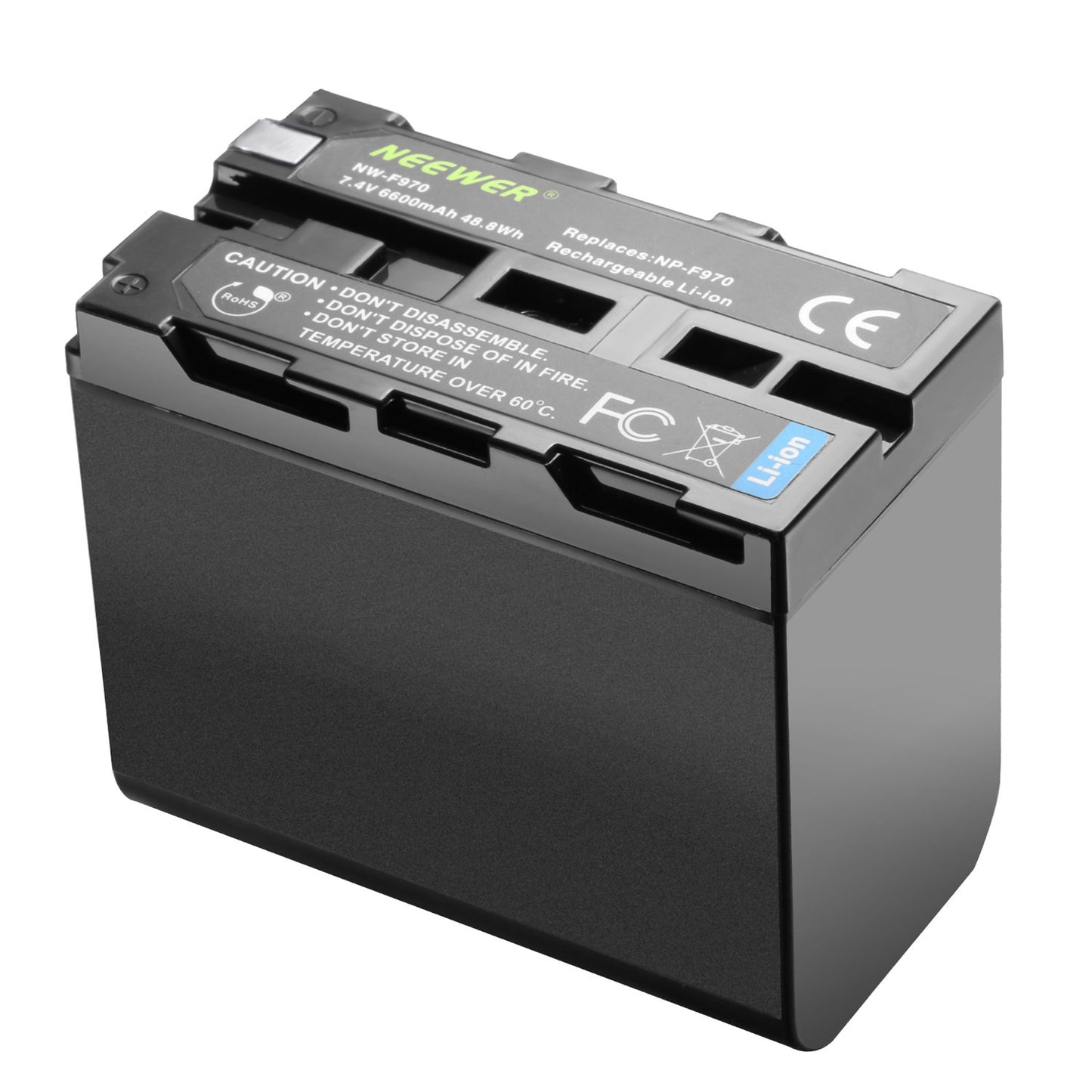 NEEWER 2-pack 6600mAh Li-ion replacement battery with USB charger, compatible with Sony NP-F970 F960 F950 F770 F750 F570 F550, Handycams and NEEWER LED light, monitor, motorized slider.