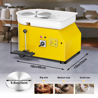 VAYOTOY Electric Pottery Wheel Machine 25CM 350W Ceramic Clay Machine Professional Pottery Wheel Molding Machine with Pottery Tools for Adults, Pottery Beginners, Pottery Studio