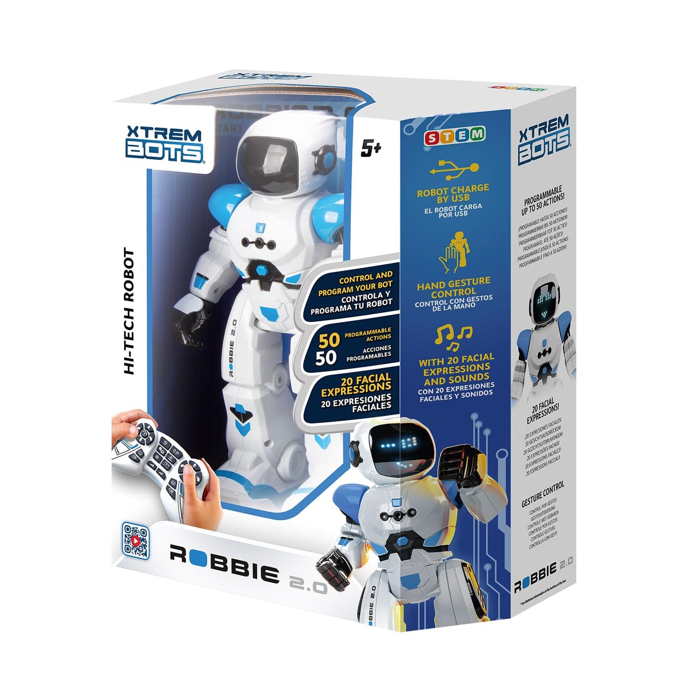 Xtrem Bots - Robbie | Robot for Kids 6+ | Programmable, remote-controlled robot with 50 moves | Toy for boys aged 5+ | Gift for 5-year-old boy