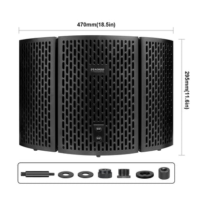 aokeo Microphone Isolation Shield, Studio Microphone Soundproofing Foam Reflector for any Condenser Microphone Studio Recording Equipment