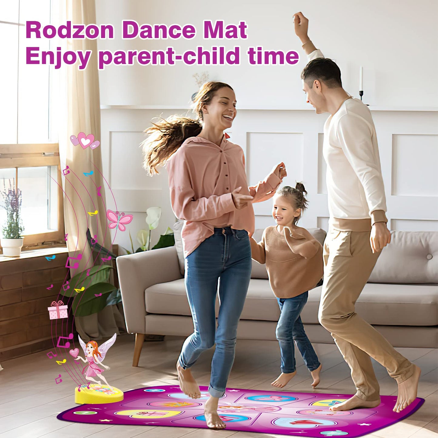 Rodzon Dance Mat Kids Toy Gifts for Girls Boys Age 3 4 5 6 7 8 Years Music Mat Challenge Modes LED Integrated Music Christmas Birthday Kids Toys AML9886 (Purple)