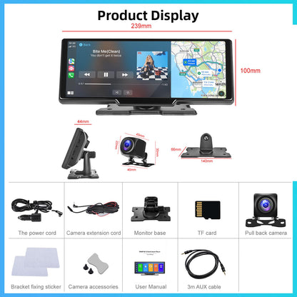 Hodozzy Car Radio Portable CarPlay Wireless Android Auto with Dashcam Front 9.3 Inch Touchscreen Display CarPlay Screen Car Bluetooth Digital Media Receiver Navigation Video Recording Rear View Camera