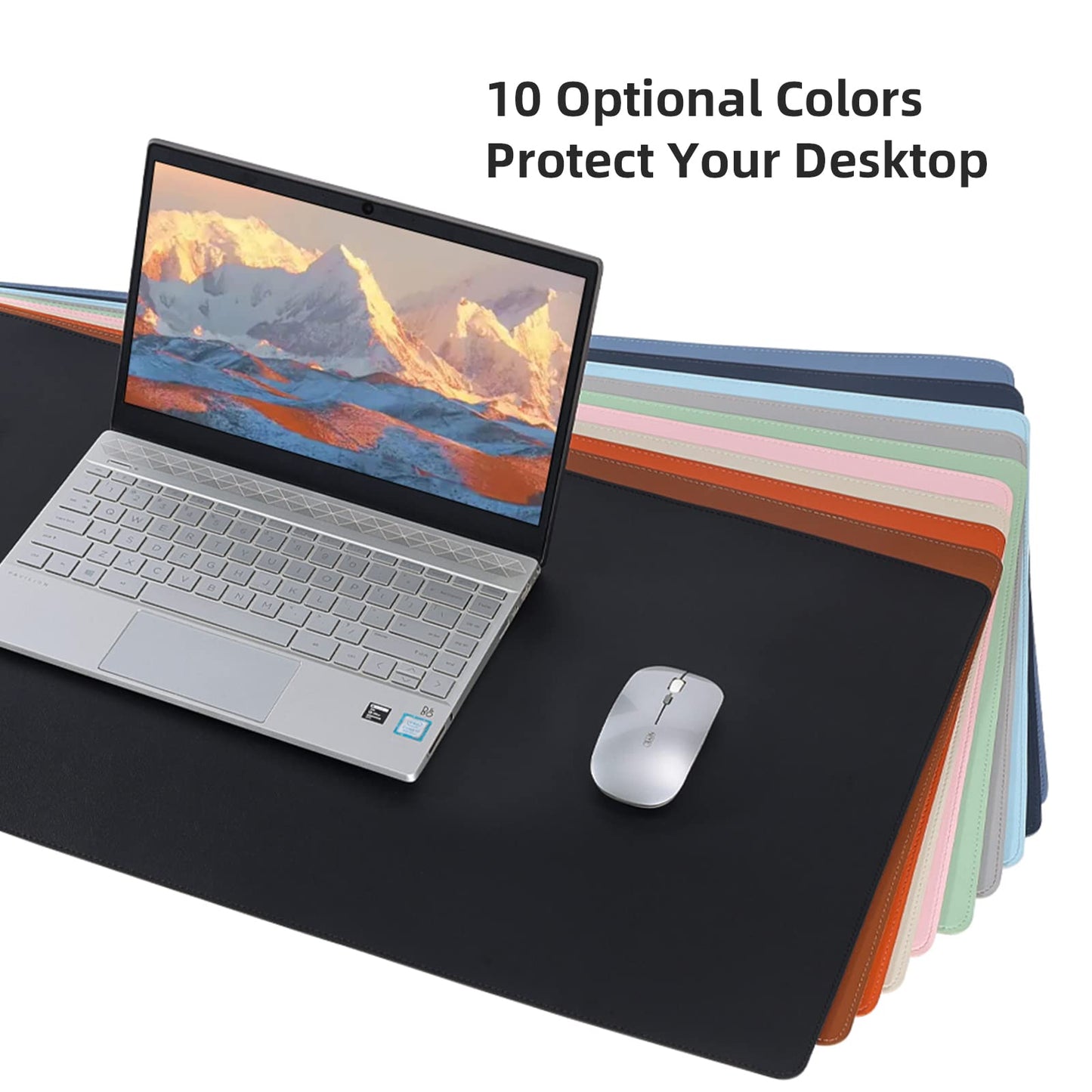 Wolaile leather desk pad, 91.4 x 43.2 cm, large keyboard mouse pad, waterproof, non-slip, desk, computer mat, desk protector for office, home, ivory colored.