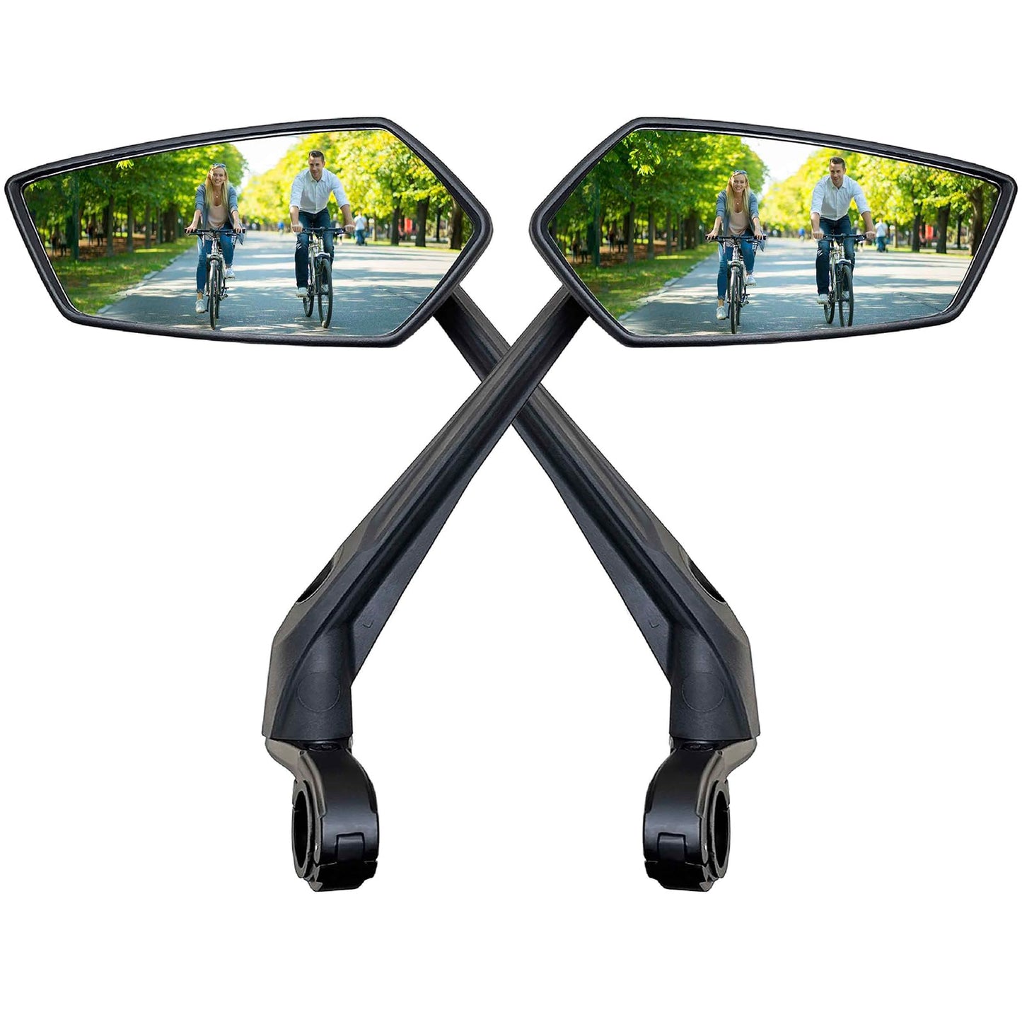 Homieway Bike Mirror 2 Pack, 360° Rotatable Extra Large Bike Rearview Mirror, HD Shatterproof Real Glass Scratch Resistant Bicycle Mirror for E-Bike Handlebar Universal Bike Rearview Mirror (left - right)