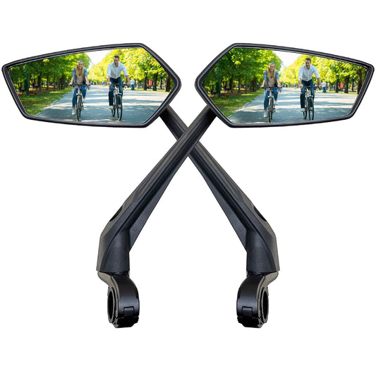 Homieway Bike Mirror 2 Pack, 360° Rotatable Extra Large Bike Rearview Mirror, HD Shatterproof Real Glass Scratch Resistant Bicycle Mirror for E-Bike Handlebar Universal Bike Rearview Mirror (left - right)
