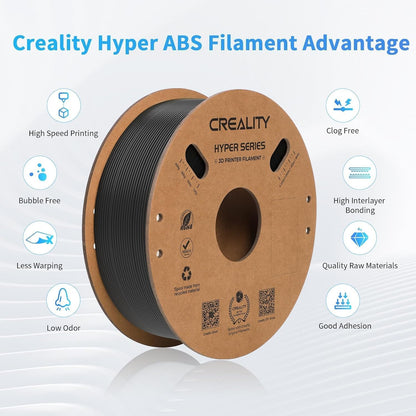 Creality Official Hyper ABS Filament, Creality 3D Printer Filament 1.75mm for high-speed printing, heat resistant, strong & durable, dimensional accuracy +/- 0.03mm, 1kg/Spool (Black)