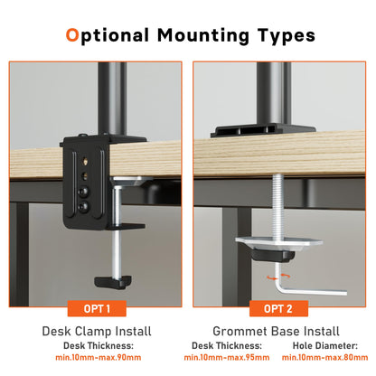 Redbat monitor arm with ventilated laptop tray, fully adjustable for 13 to 32 inch LCD LED screen & up to 16 inch notebook, 2 mounting options, tilt, swivel & rotate