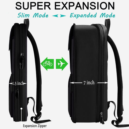ZINZ laptop backpack 15 15.6 16 inch, Expandable computer backpack with multiple pockets, Anti-theft travel daypack for men and women, Black JP