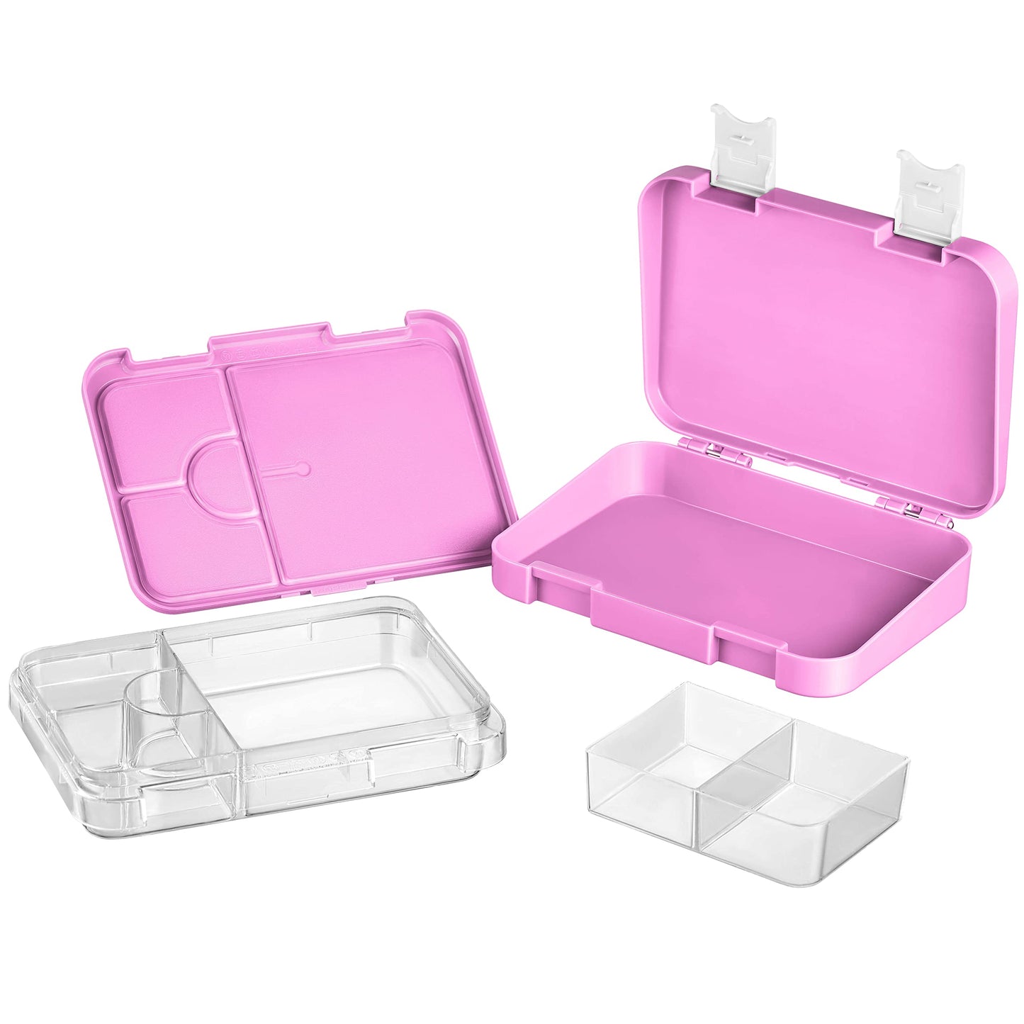 My Vesperbox - Len - Bento Box Kids - Lunchbox with 4+2 compartments - extremely sturdy - sandwich box - ideal for kindergarten and school... (Pink - Rainbow)