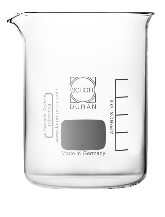 50ml beaker with spout, low form, made from DURAN tubing, complete packaging unit