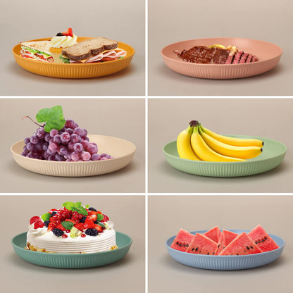 CSYY 6 Piece Plates, Unbreakable Dinner Plate Set, Deep Plastic Picnic Plate Set 22.5cm/9inch Camping Plates for Salad Pasta Party Home Microwave and Dishwasher Safe