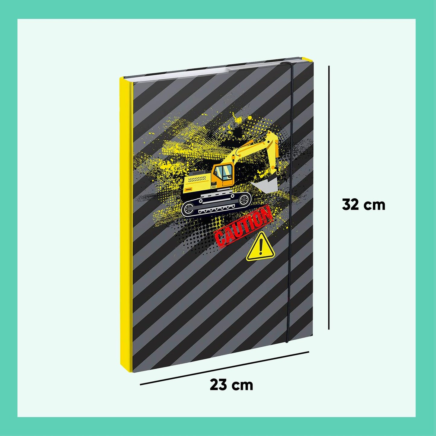 Baagl folder for school backpack A4 - folder for children with rubber band and inner flaps - folder, collection box with elastic band for boys (digger)