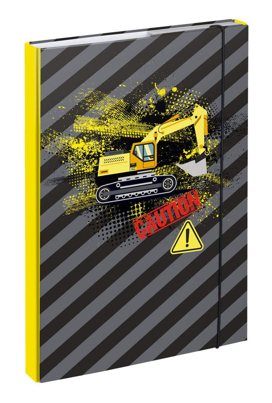Baagl folder for school backpack A4 - folder for children with rubber band and inner flaps - folder, collection box with elastic band for boys (digger)