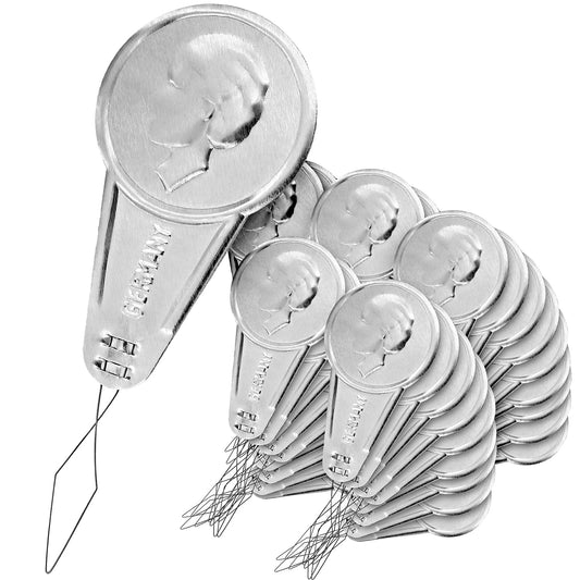 50 x Metal Classic Needle Threaders for Sewing Machine and Hand Sewing - Practical Threading Aid Set in Silver