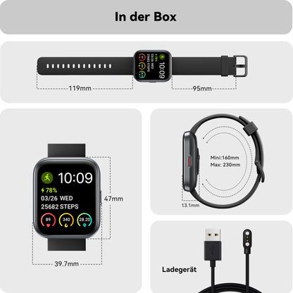 ENOMIR Smartwatch (Accept/Make Calls), Alexa Built-in, 4.6cm fitness watch with heart rate-SpO2-sleep monitor, 100 sports modes, 5ATM waterproof, pedometer and smartwatches for iOS Android