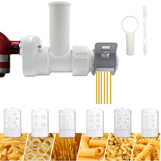 Pasta attachment for KitchenAid stand mixer, pasta roller attachment with 6 different noodle shapes, spaghetti and fettuccine for KitchenAid mixer accessory.